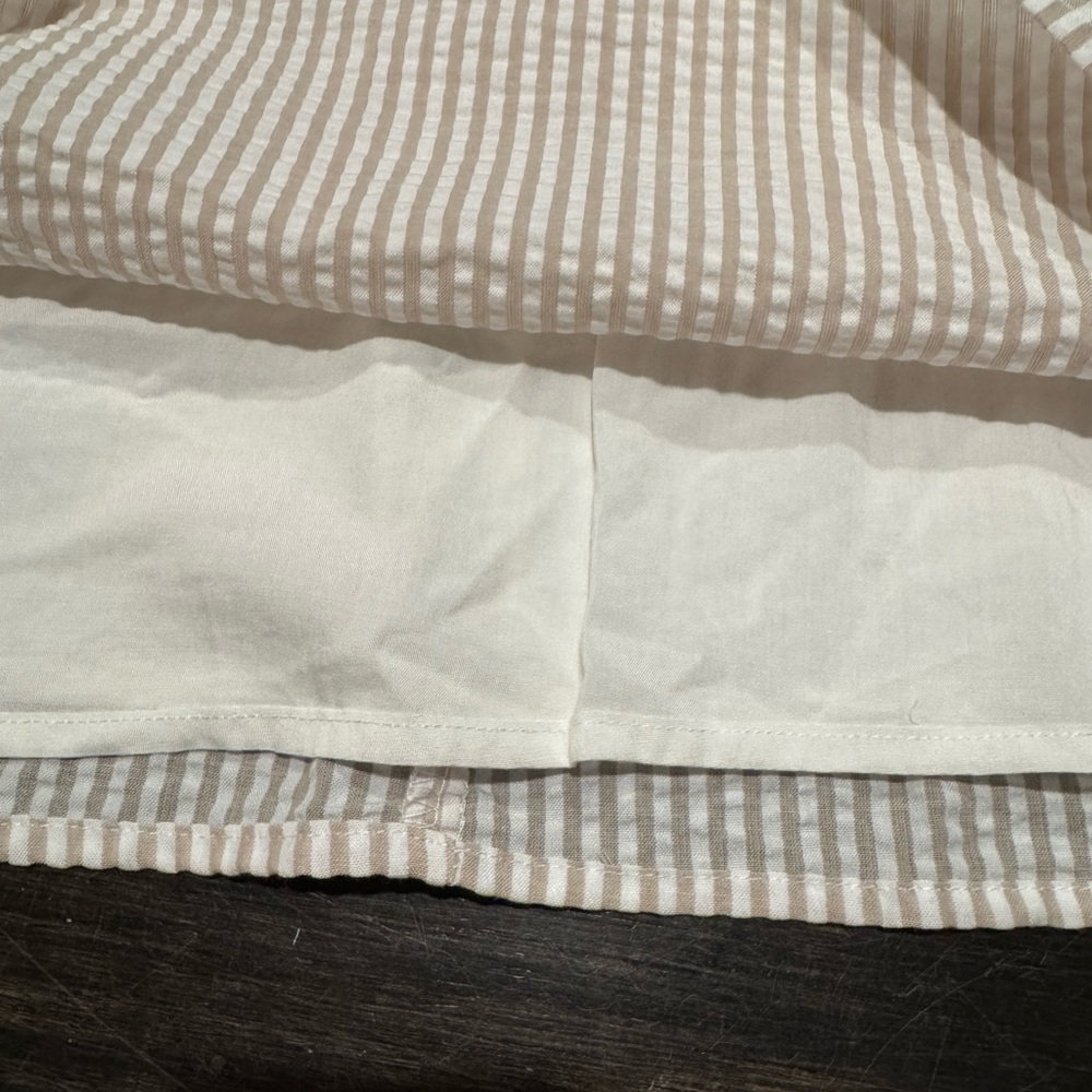 Forever 21 Sun Dress Seersucker NWT Women’s Size Large Beige and White Stripe - Picture 6 of 11